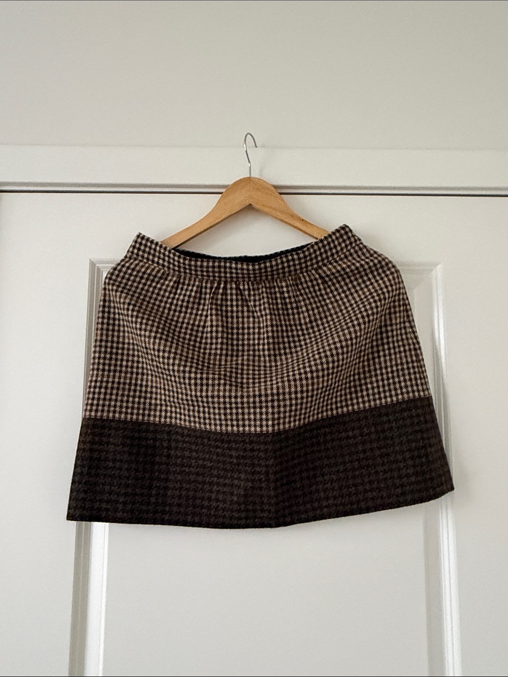 J CREW Brown Houndstooth A-Line Skirt